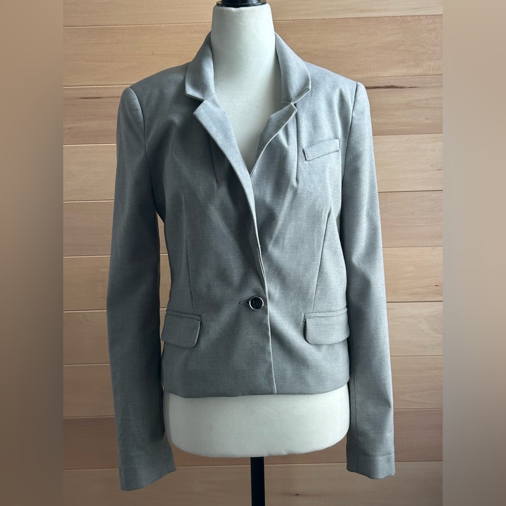 Dynamite Light Gray Tailored Single-Button Blazer Size Small Single Button